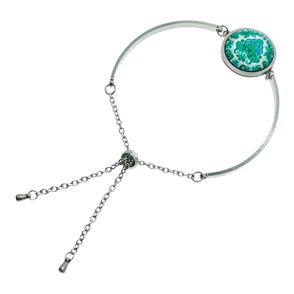 Green Lotus Slider Bead Bracelet - Picture 6 of 7